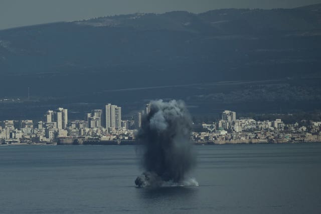 An explosion in Haifa Bay, northern Israel