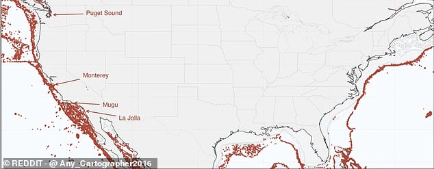 Three regions, La Jolla, Mugu Canyon, and Monterey Canyon, showed unusually high concentrations of UFO sightings compared with population-based expectations