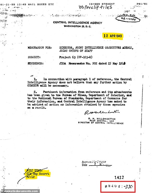 An anonymous researcher claimed that the same '834021-' marking on MJ-12 documents appears on real declassified CIA papers from the 1940s and 50s