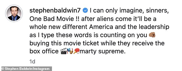The actor appeared to be speaking in reaction to Sunday's Academy Awards, where the vampire drama Sinners took home four honors on a record-breaking 16 nominations
