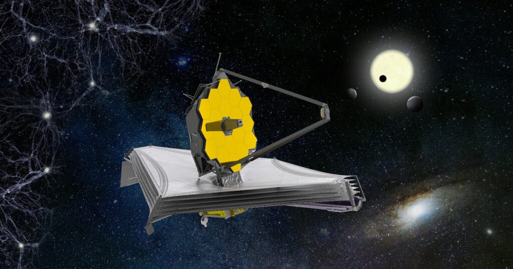 Researchers Using NASA’s James Webb Space Telescope Discover A Spiral-Shaped Galaxy That Challenges Everything We Thought We Knew About The Early Days Of The Universe » TwistedSifter An artist's impression of the James Webb Space Telescope