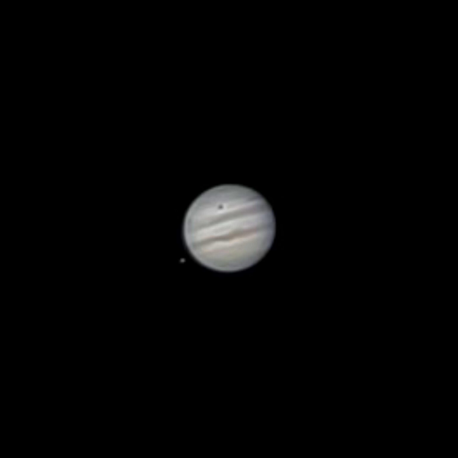 Shadow of Ganymede on Jupiter captured with my 4" telescope and smartphone