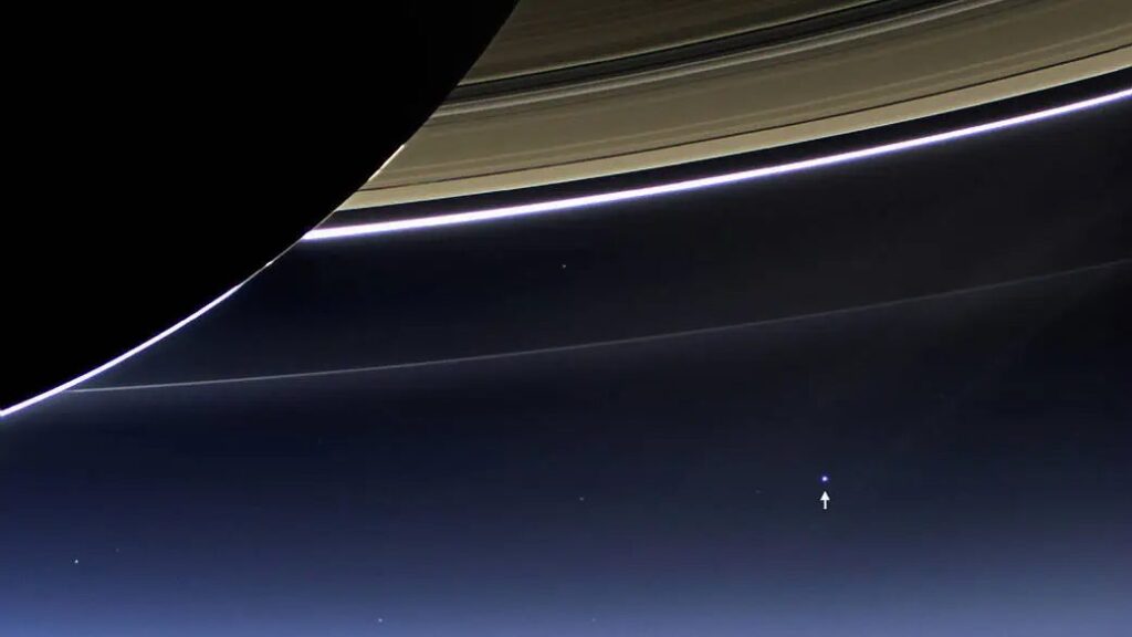 A view of Earth as seen from Saturn, captured by the Cassini spacecraft. Credit: NASA