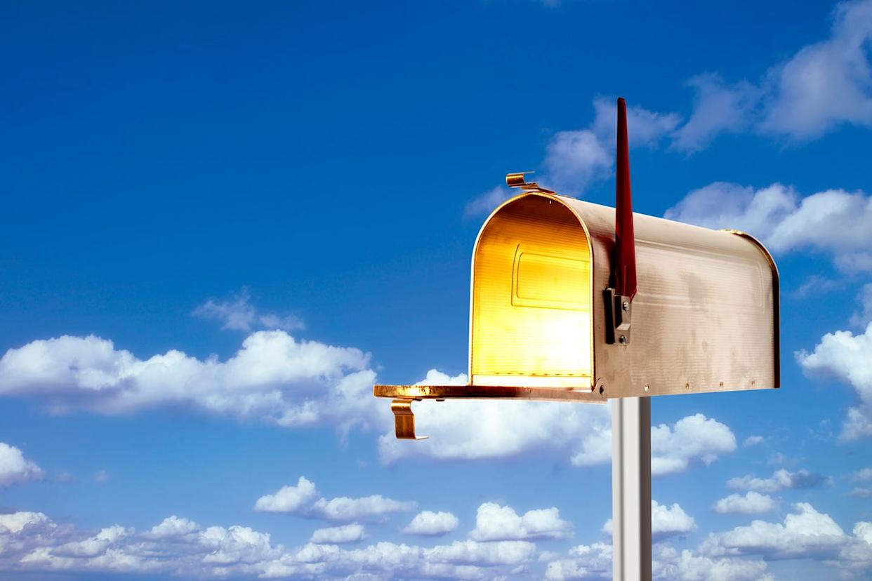 mailbox against clouds