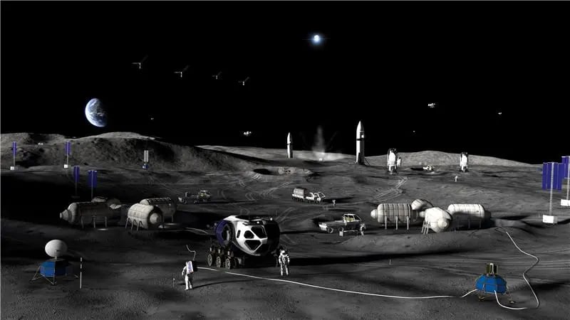 Artist's depiction of a Phase 3 NASA Ignition moon base. 