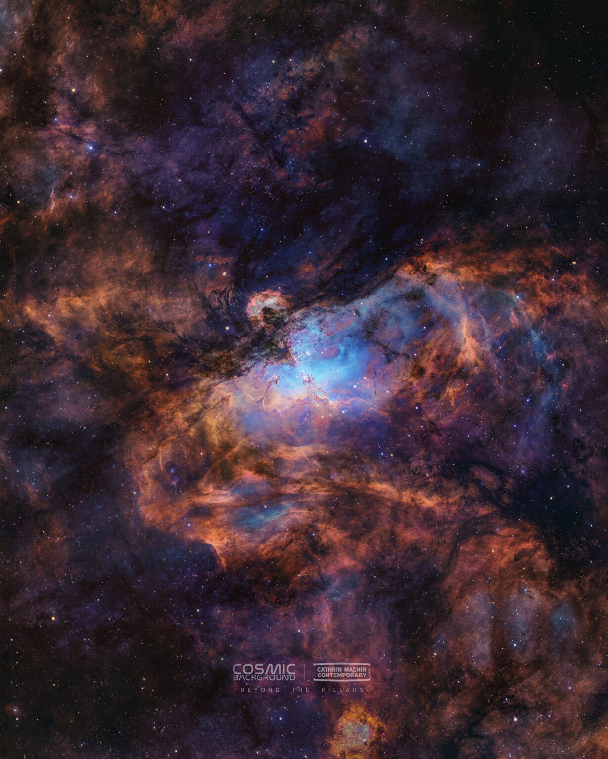 I teamed up with another Redditor to capture the famous "Pillars of Creation" and the surrounding space in detail. Zoom in to see the pillars! [OC]
