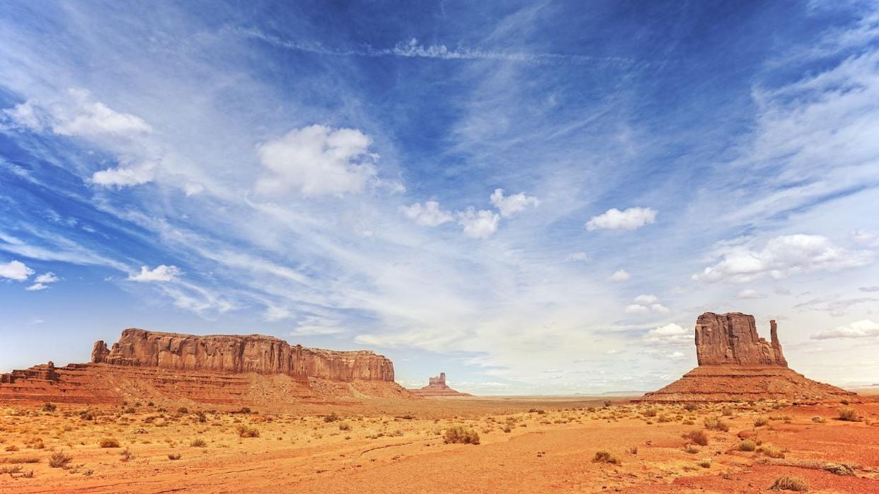 Panoramic photo of Monument Valley Navajo Tribal Park, Utah, USA.