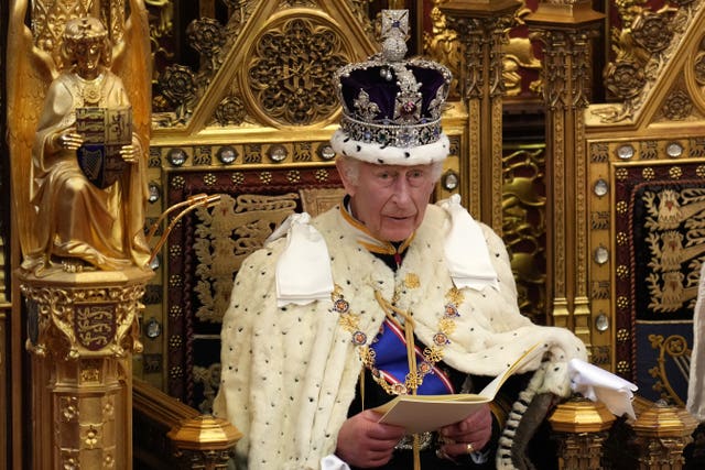 Charles III reading the King’s Speech in the House of Lords in 2024