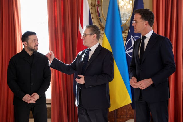 Sir Keir Starmer, Ukrainian President Volodymyr Zelensky and Nato secretary general Mark Rutte 