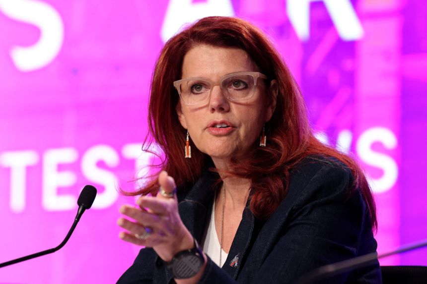 Artemis II launch director<strong> </strong>Charlie Blackwell-Thompson speaks during a press conference at the Kennedy Space Center in Cape Canaveral, Florida, in February 2026.
