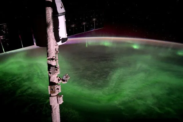 "Went to close the shutters last night and saw this amazing aurora Australis" – Tim Peake captured this image of the aurora from the ISS