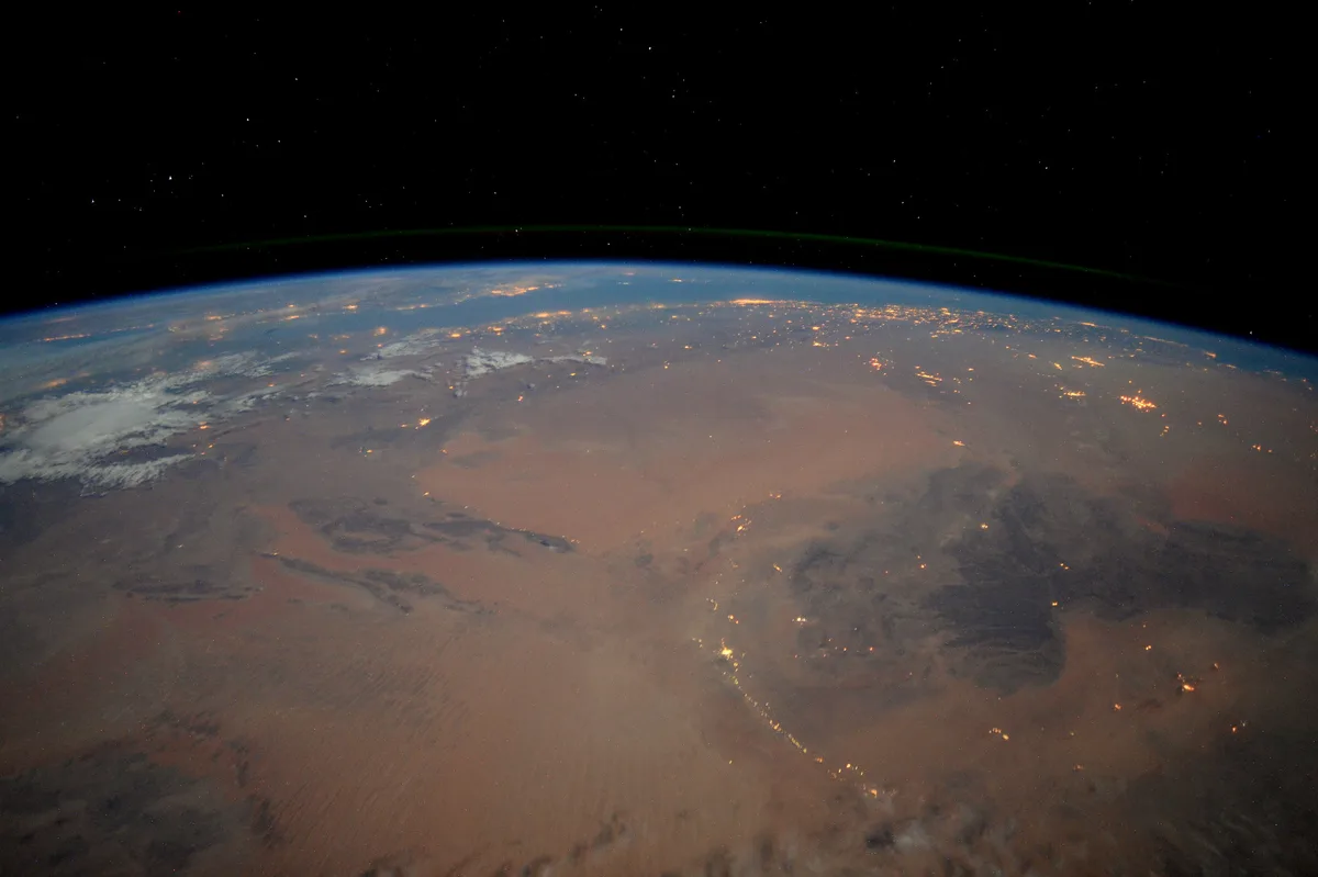 The Sahara at night, as seen from space. Photographed by Tim Peake, 21 may 2016. Credit: ESA/NASA