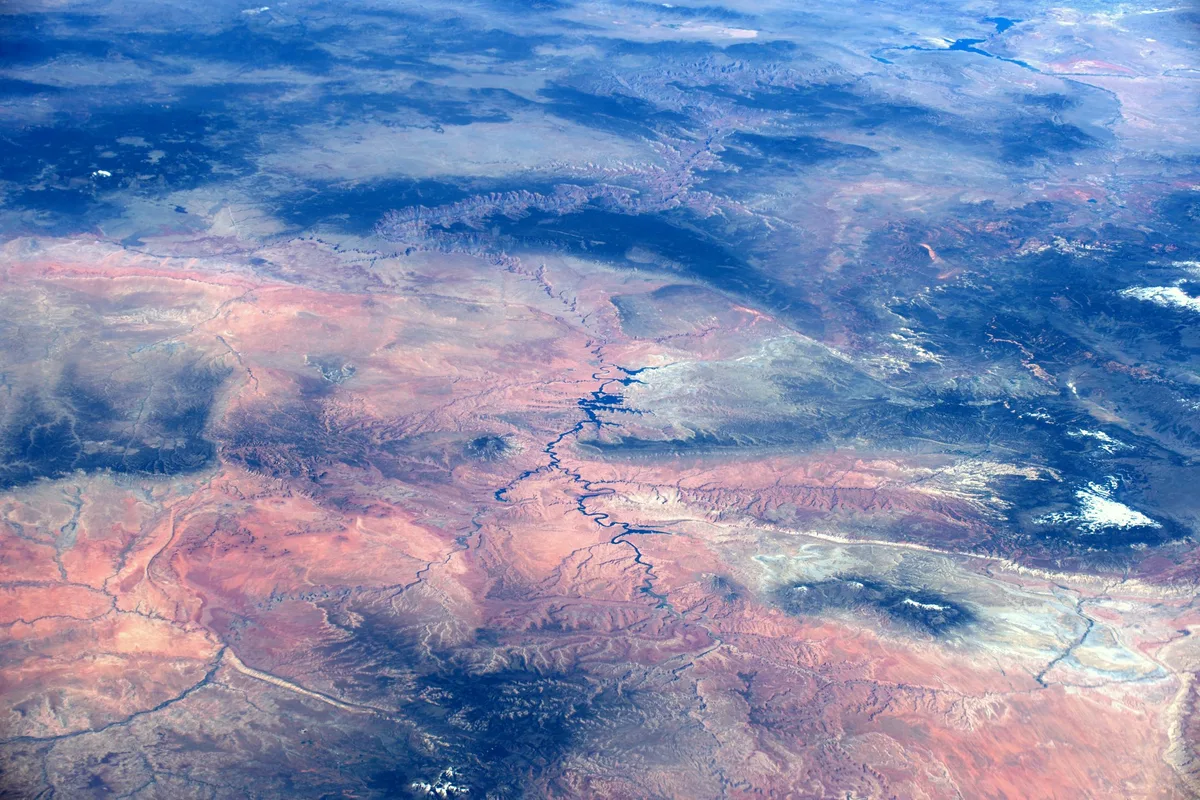 US National Parks from space, from Lake Powell to Lake Mead through the Grand Canyon. Photographed by astronaut Tim Peake Credit: ESA/NASA