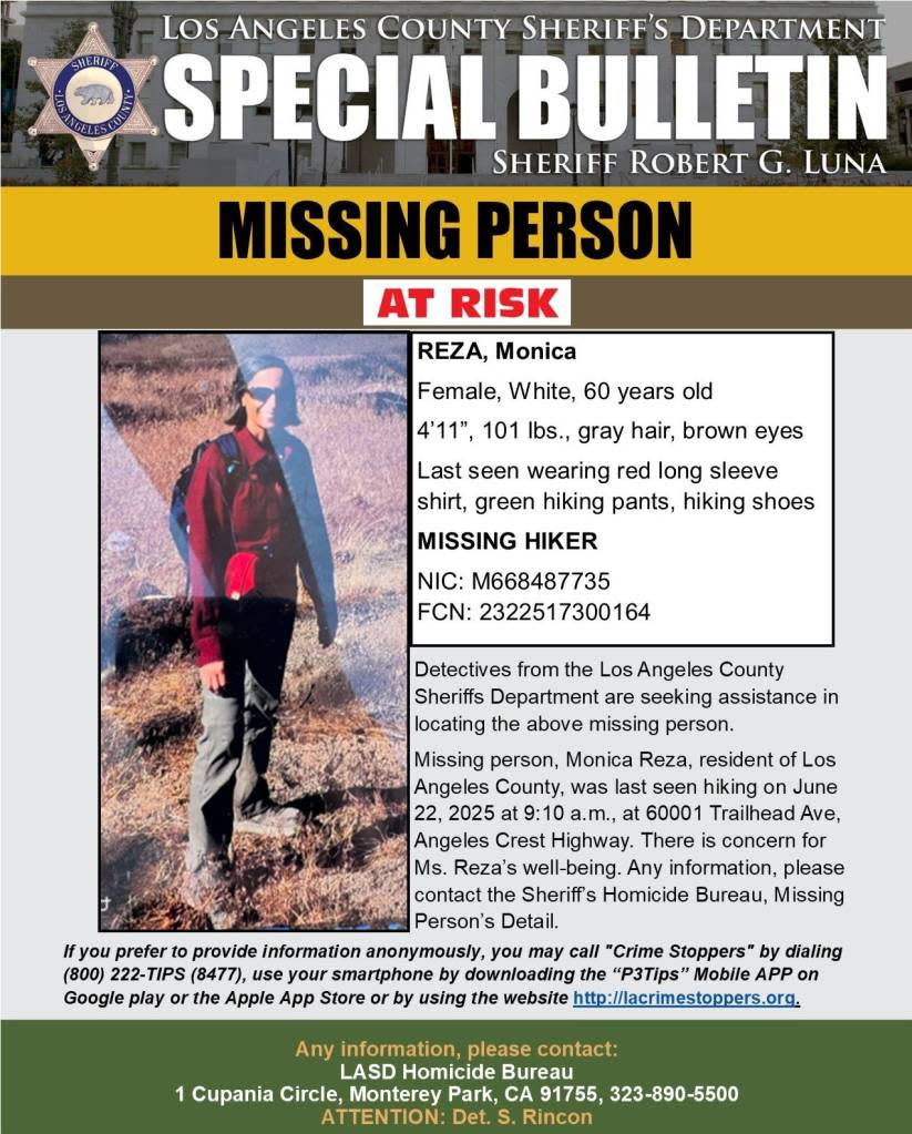 Reza has been missing since June 22, 2025, with volunteers and authorities conducting a monthslong search and turning up no sign of the rocket scientist. Los Angeles County Sheriffs Department