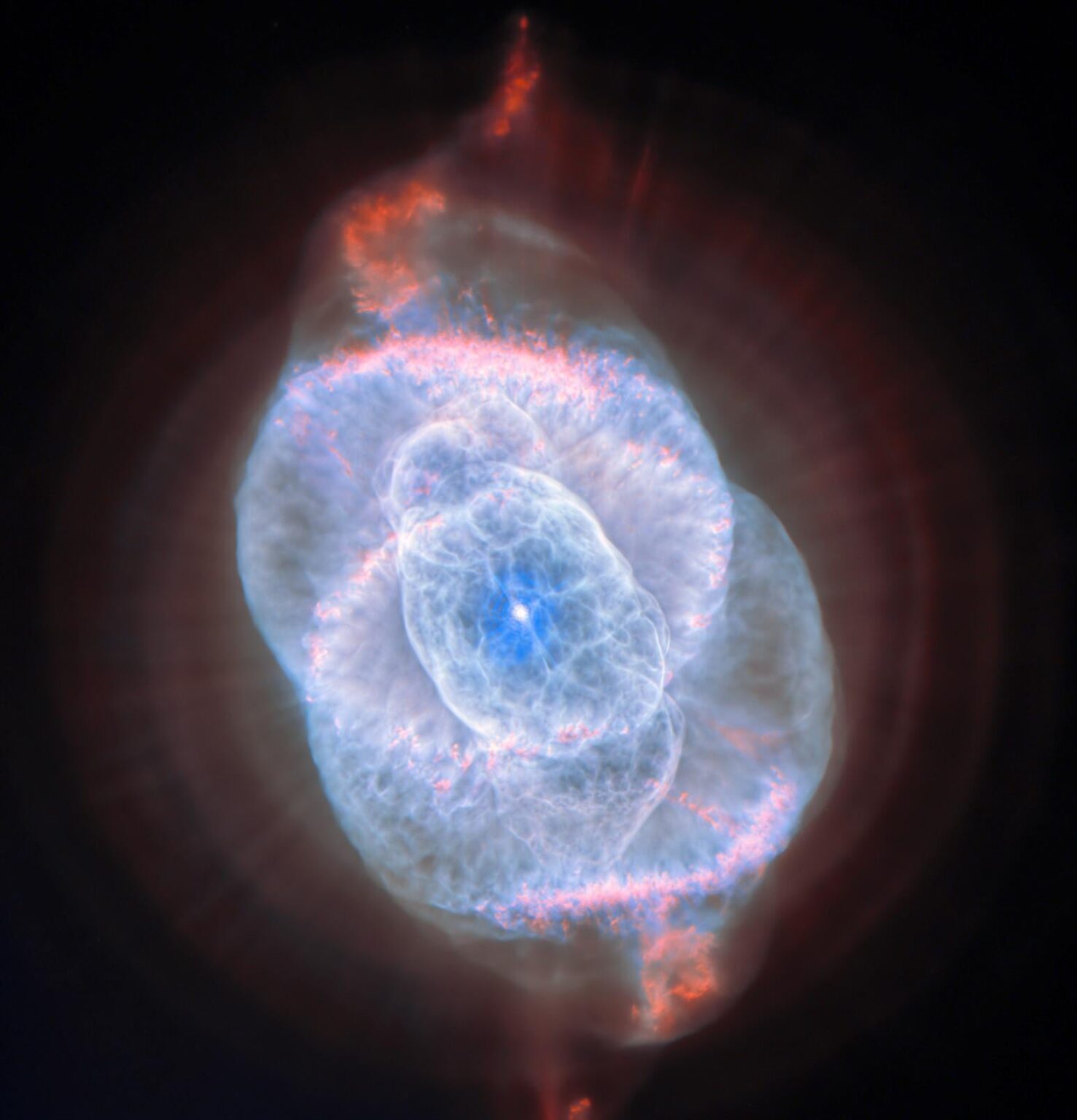Hubble's latest image of the Cat's Eye Nebula, the sharpest yet of this nebula.