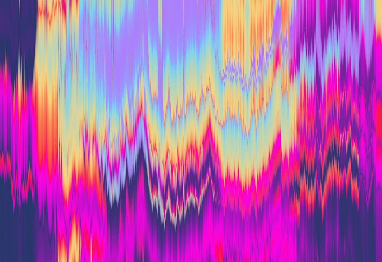 vibrant abstract gradient art. a mesmerizing abstract image featuring vibrant gradient colors in purple, pink, blue, and yellow hues, creating a dynamic and visually striking effect.