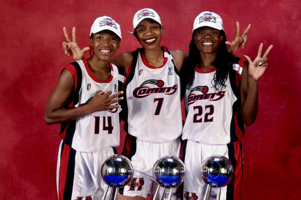 Three of the biggest players for the Houston Comets included Sheryl Swoopes, Cynthia Cooper and Tina Thompson. (Courtesy WNBA via Facebook)