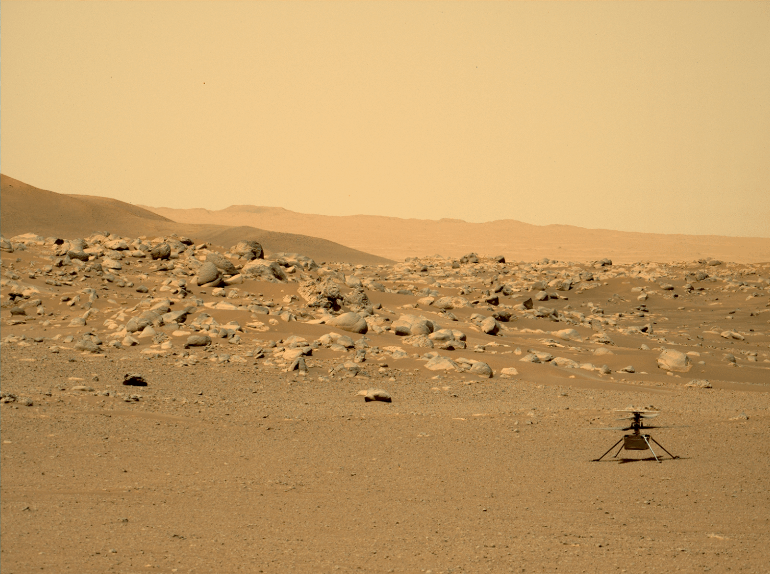 Image of NASA’s Ingenuity Mars Helicopter taken by the Perseverance rover on June 15, 2021
