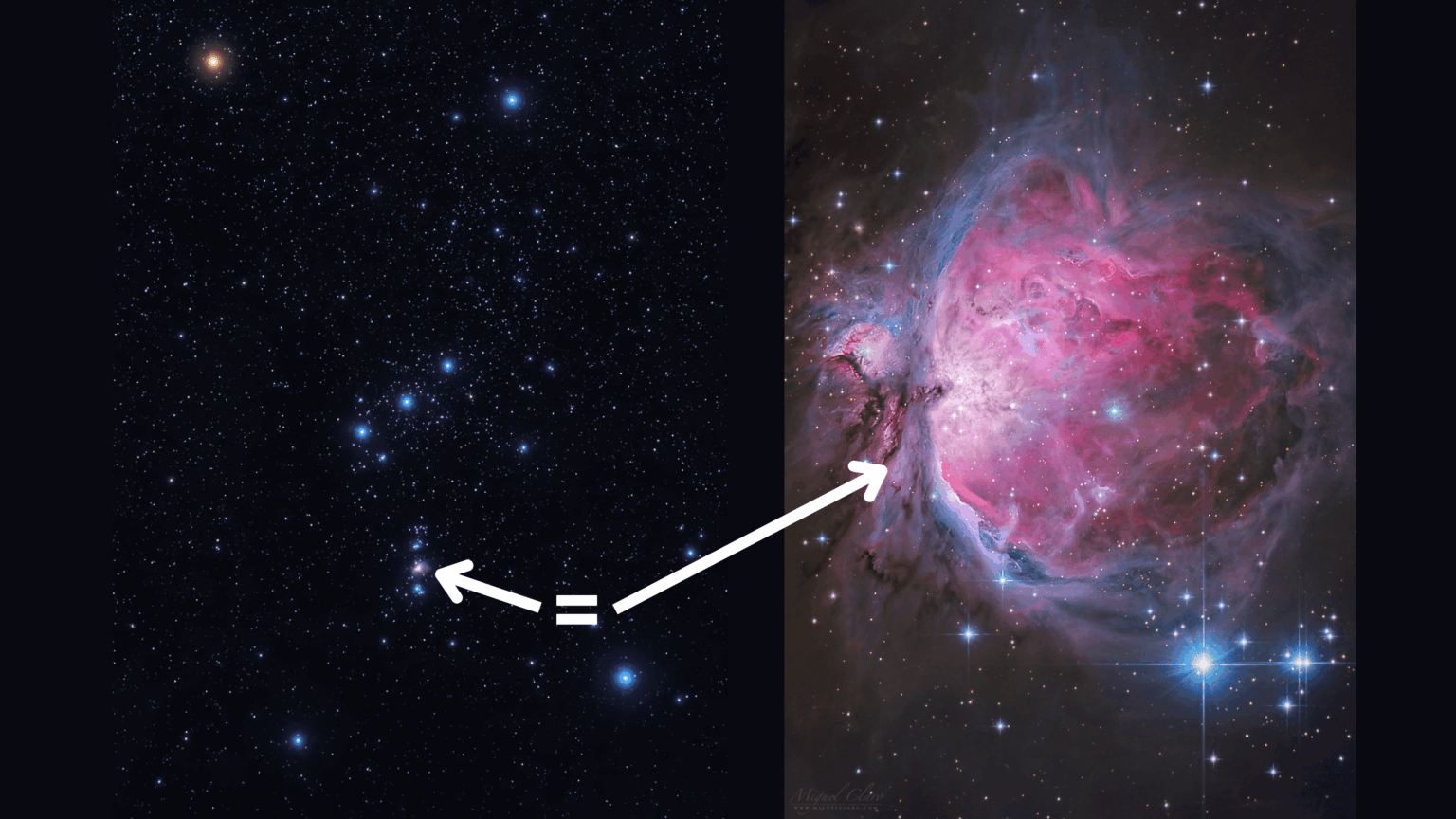The middle "star" in the sword of the Orion constellation is actually the Orion Nebula!