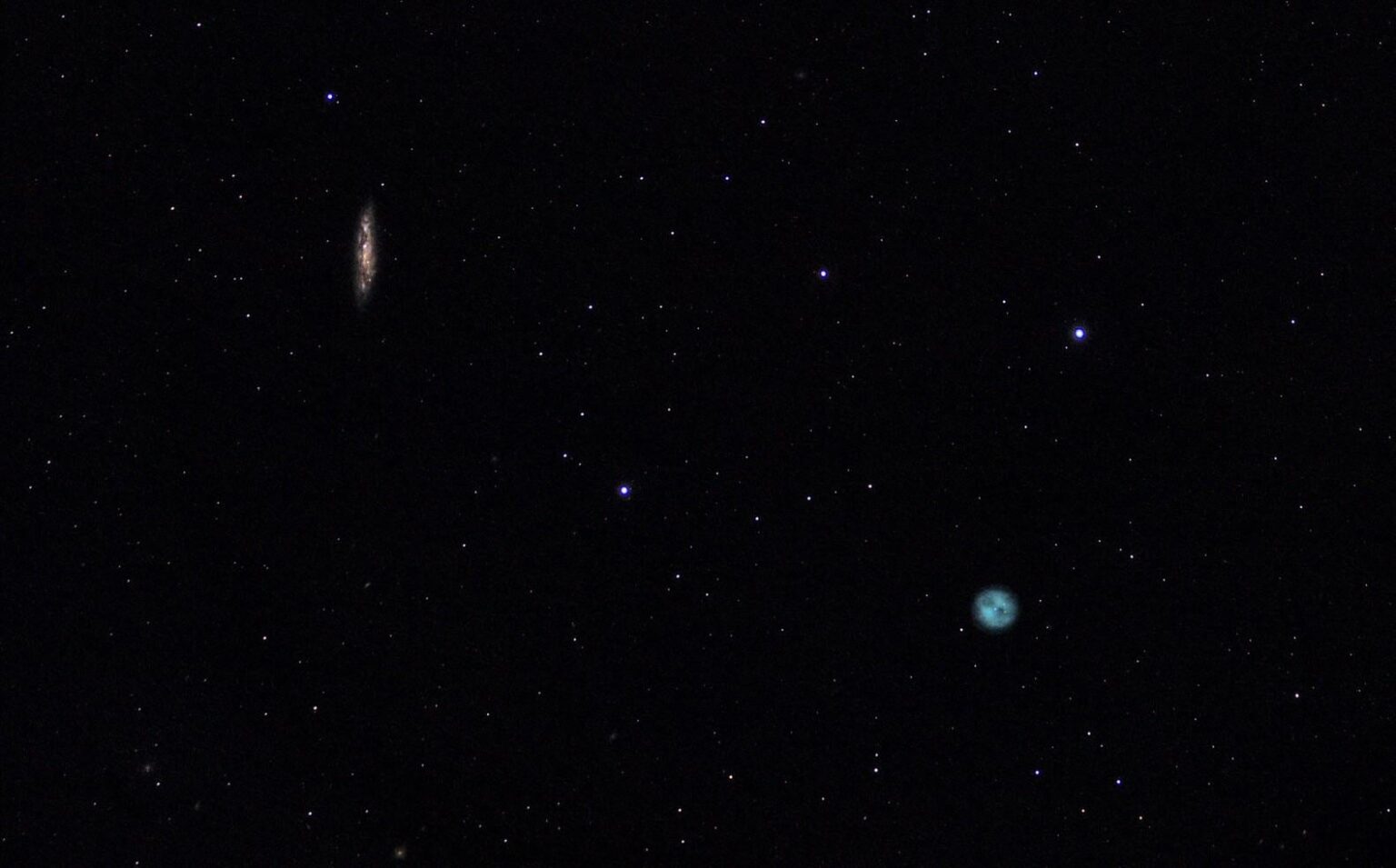 Owl Nebula and Surfboard Galaxy