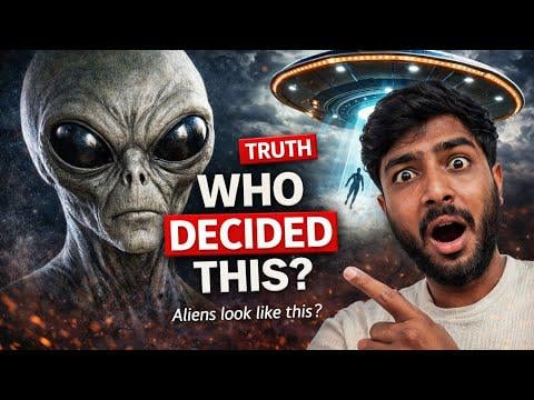 Why do we all imagine aliens with big heads and black eyes?