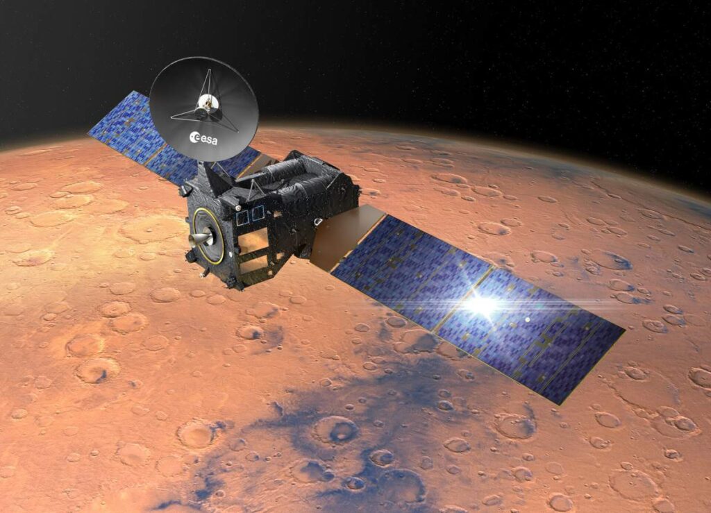 Illustration of the ExoMars Trace Gas Orbiter at Mars. (Representative Image Source: ESA/D. Ducros)