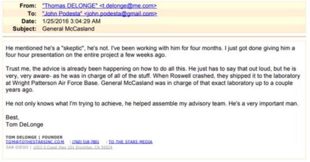 The retired Air Force Major General who vanished with out a trace is named in the Podesta Wikileaks emails as connected to UFO programs and UFO disclosure