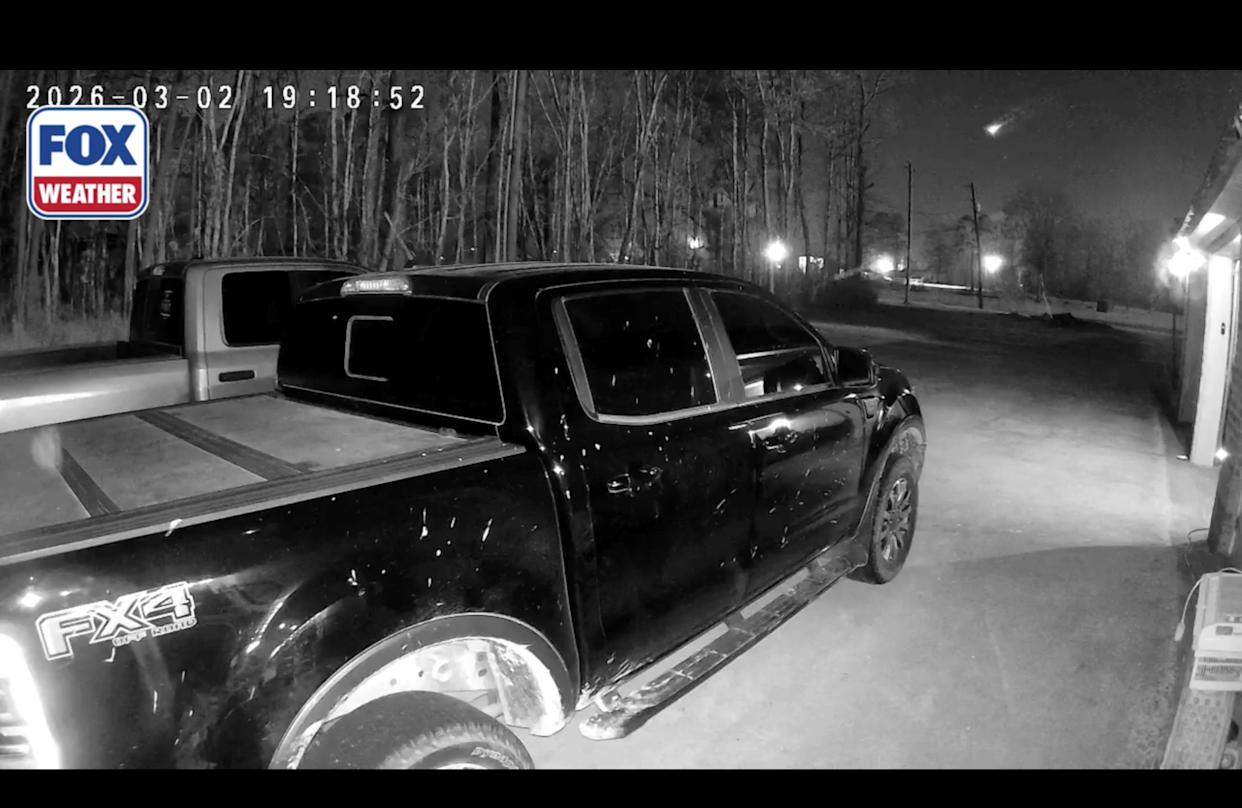 At-home footage in Walker, Louisiana, captured the moment a bright fireball streaked across the night sky on March 2, visible in the top right of this still.