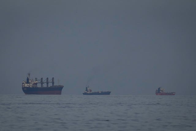 Ships in the distance at sea