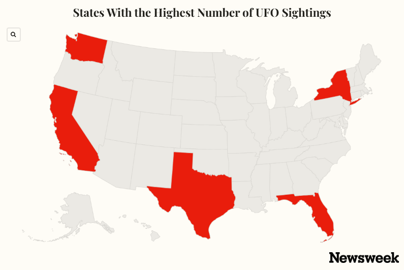 Map Shows States With the Most UFO Sightings Suzanne Blake