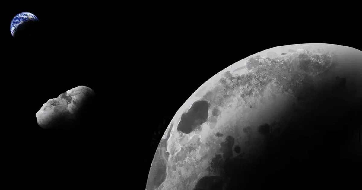 Artist's impression of Kamo`oalewa, an asteroid that may have been formed from an impact on the Moon. Photograph: Addy Graham/University of Arizona