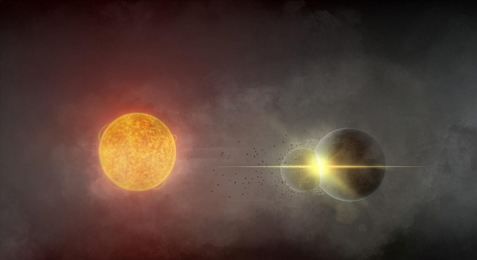 Astronomers collect rare evidence of two planets colliding