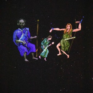 A projected image of the constellations Cepheus, Cassiopeia and Andromeda appears against a dark planetarium sky.