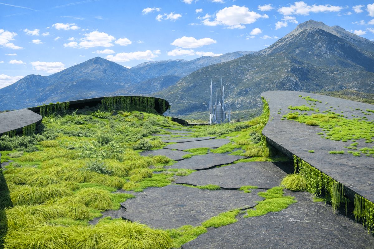 The cracks filled with nature