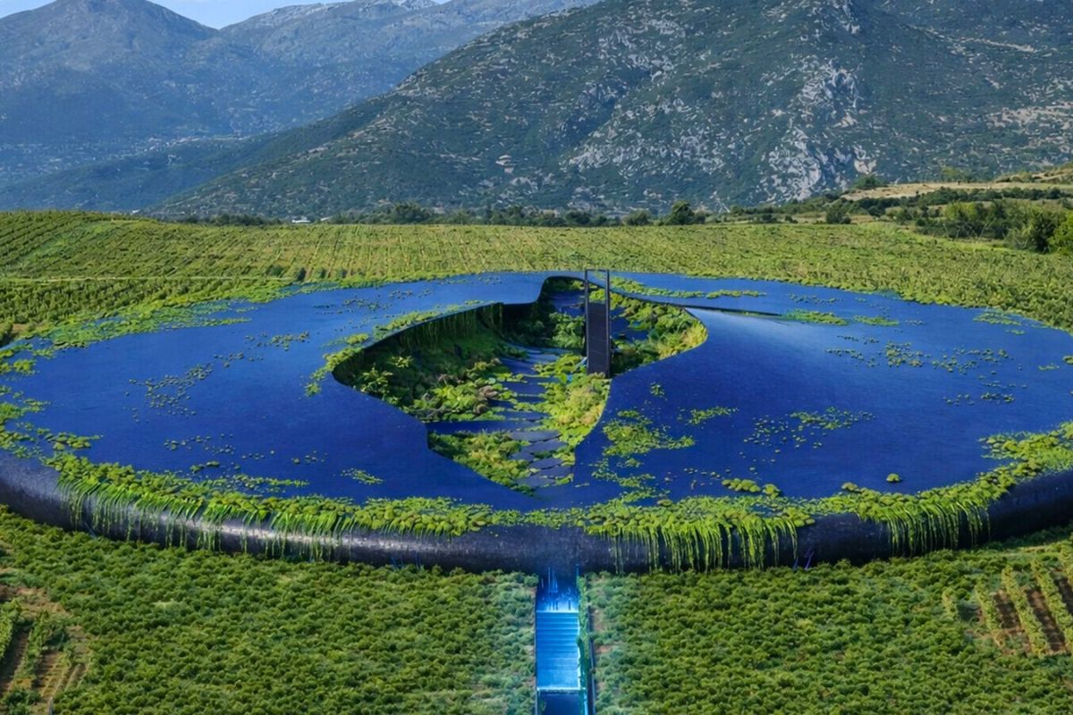 Vineyard with greenery inside