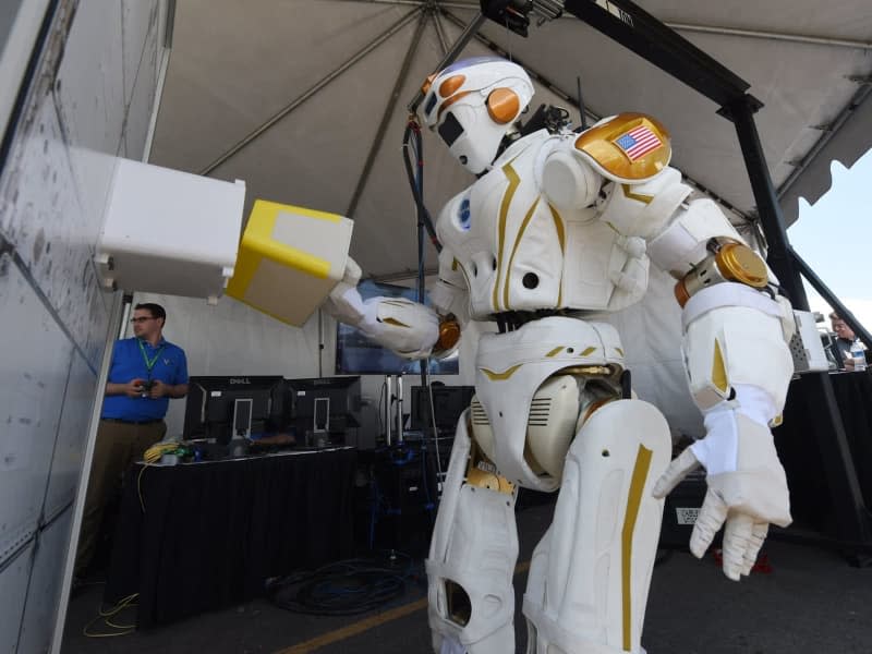 As the project evolved, so did the development of Valkyrie’s walking and manipulation abilities. (CREDIT: MARK RALSTON / Getty Images)