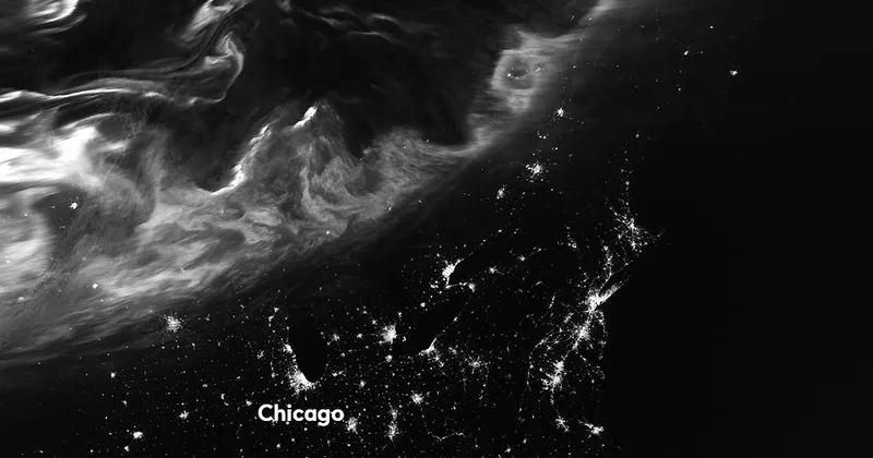 View of the aurora – Northern Lights – from space, captured by the VIIRS (Visible Infrared Imaging Radiometer Suite) on the NOAA-20 satellite, 11 October 2024. Credit: NASA Earth Observatory image by Michala Garrison, using VIIRS day-night band data from NASA EOSDIS LANCE, GIBS/Worldview, and the Joint Polar Satellite System (JPSS).