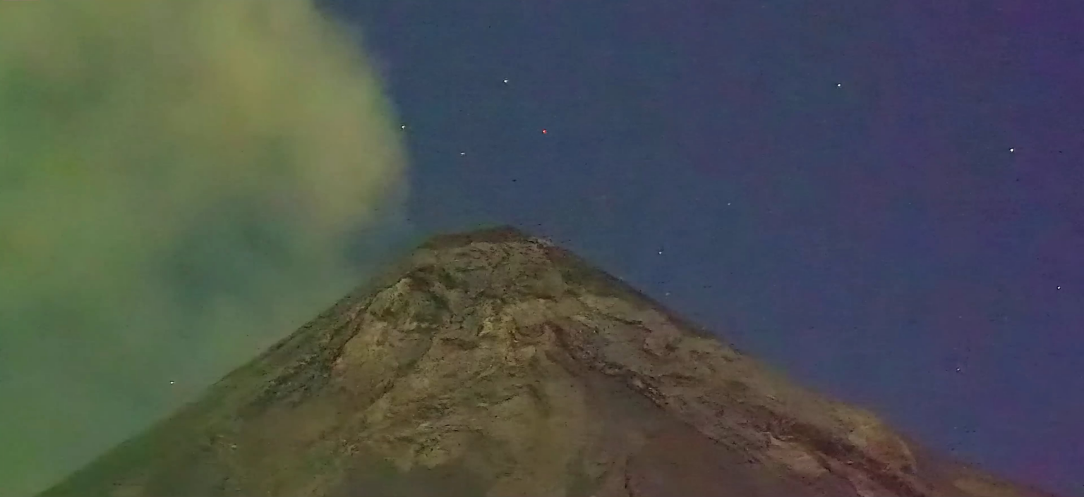 Glowing flying object seen flying over Fuego Volcano in Guatemala 3/2/2026 around 22:58 local time