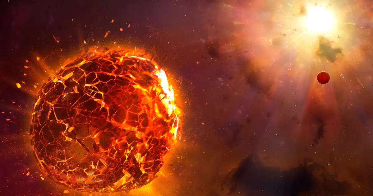 Artist's impression of a supernova destroying a planet. Credit: Mark Garlick / Science Photo Library