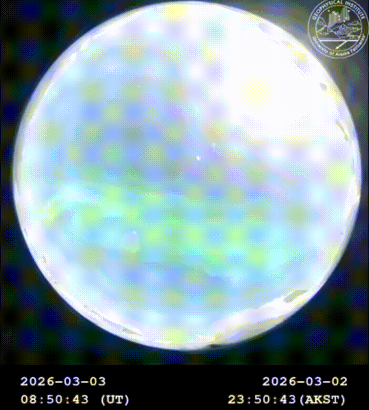Total lunar eclipse and aurora display in Fairbanks, AK. 3.3.36