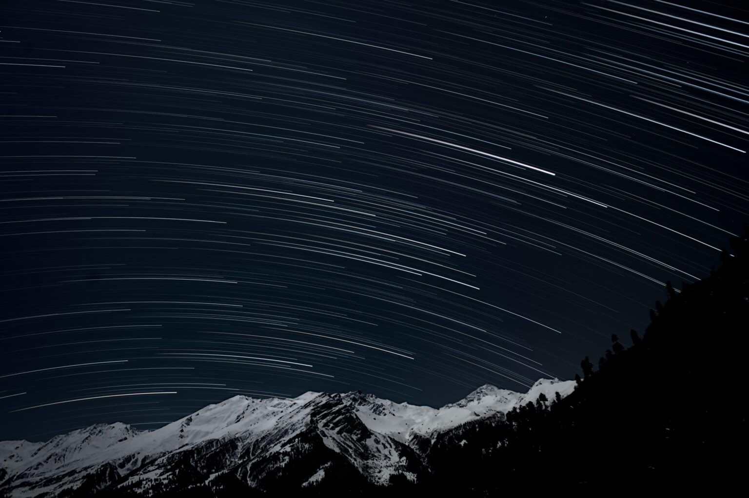 Motion of star, framed by mountains