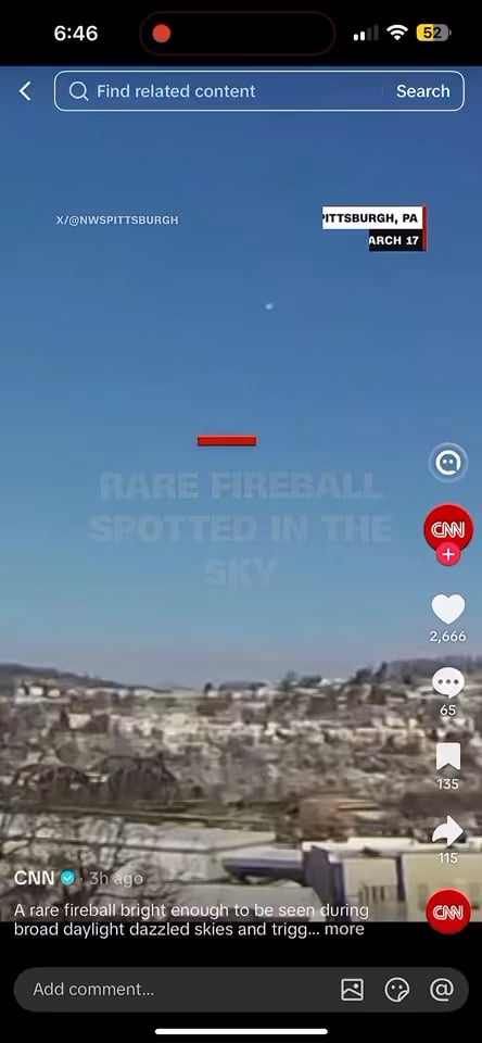 OH, USA Meteor today
