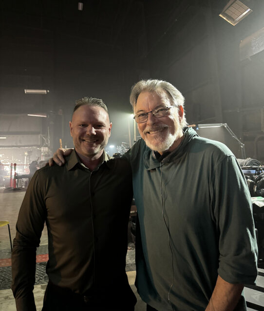 Michael Cassabon with Jonathan Frakes on the set of Star Trek: Starfleet Academy episode 109