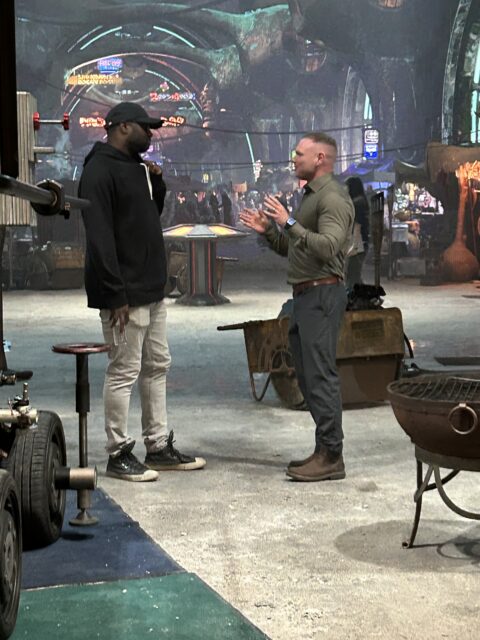 Olatunde Osunsanmi and Michael Cassabon on the Ukeck set of 'Star Trek: Starfleet Academy' episode 109