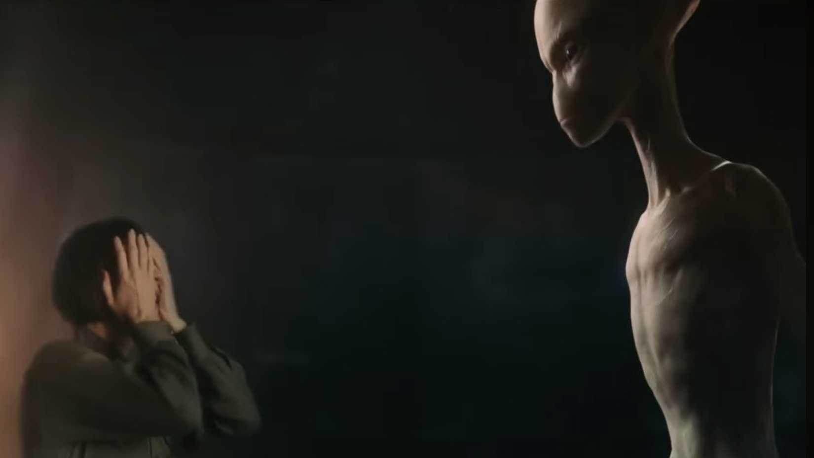 Cate Blanchett confronting an alien in Indiana Jones and the Kingdom of the Crystal Skull