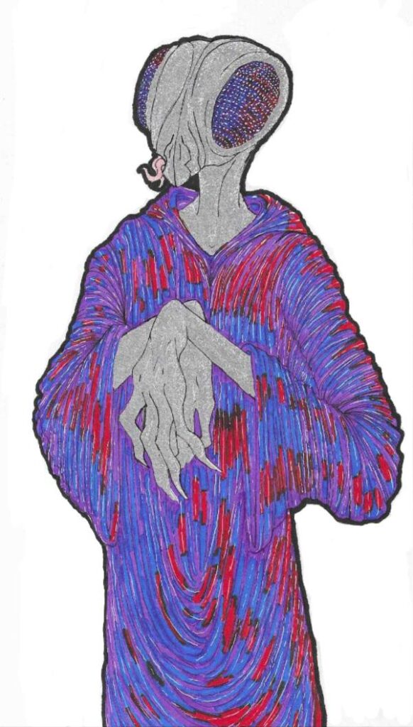 A mantid alien drawing, serious