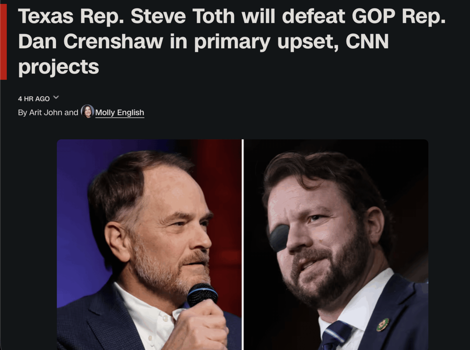 Rep Dan Crenshaw, who went on mainstream news and lied about Dave Grusch last week, has been defeated in the Texas primary and will be leaving Congress.