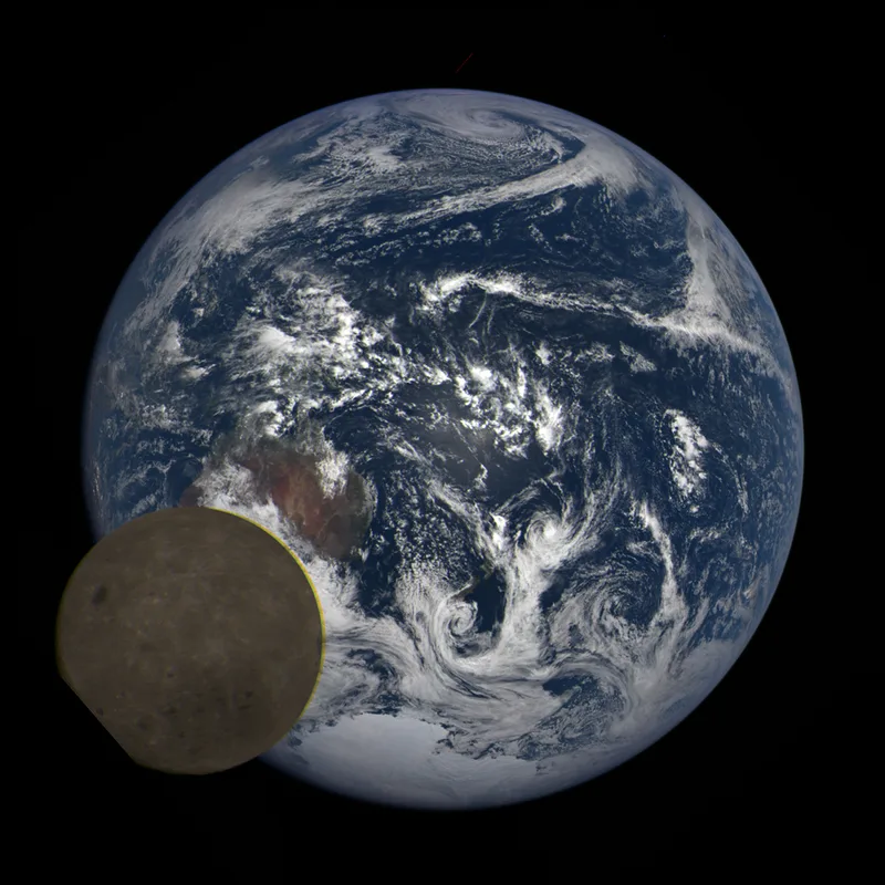One of a sequence of images showing the Moon passing in front of Earth, captured by the DSCOVR spacecraft on 11 February 2021. Image shows the far side of the Moon: something we never get to see from the ground. Credit: NASA/NOAA