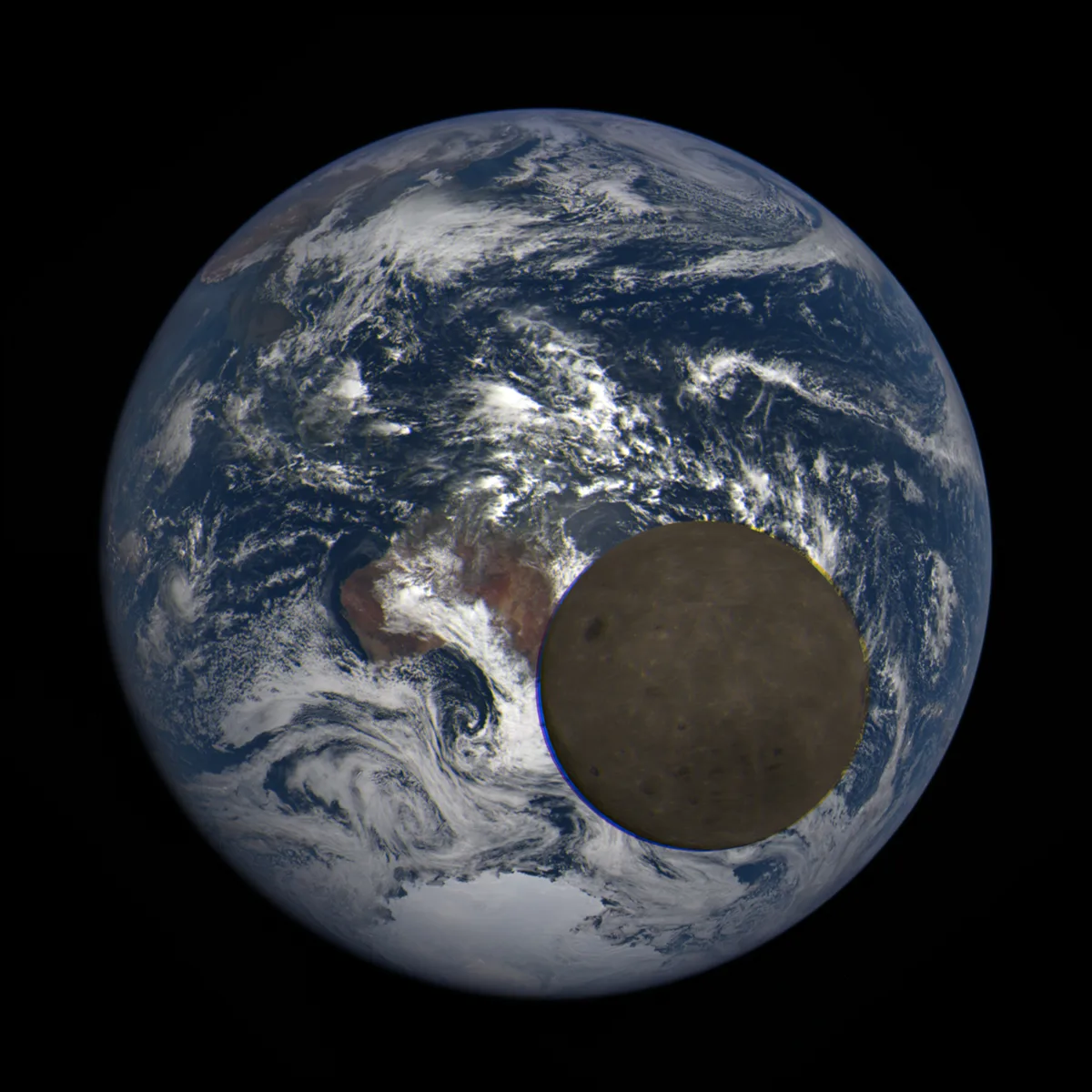 One of a sequence of images showing the Moon passing in front of Earth, captured by the DSCOVR spacecraft on 11 February 2021. Image shows the far side of the Moon: something we never get to see from the ground. Credit: NASA/NOAA