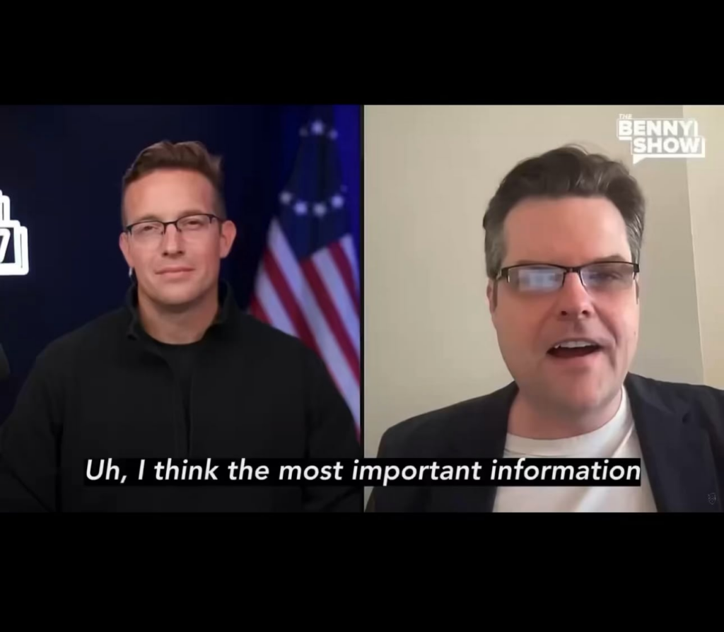 Matt Gaetz claims someone in the army told him there’s an alien human hybrid breeding program